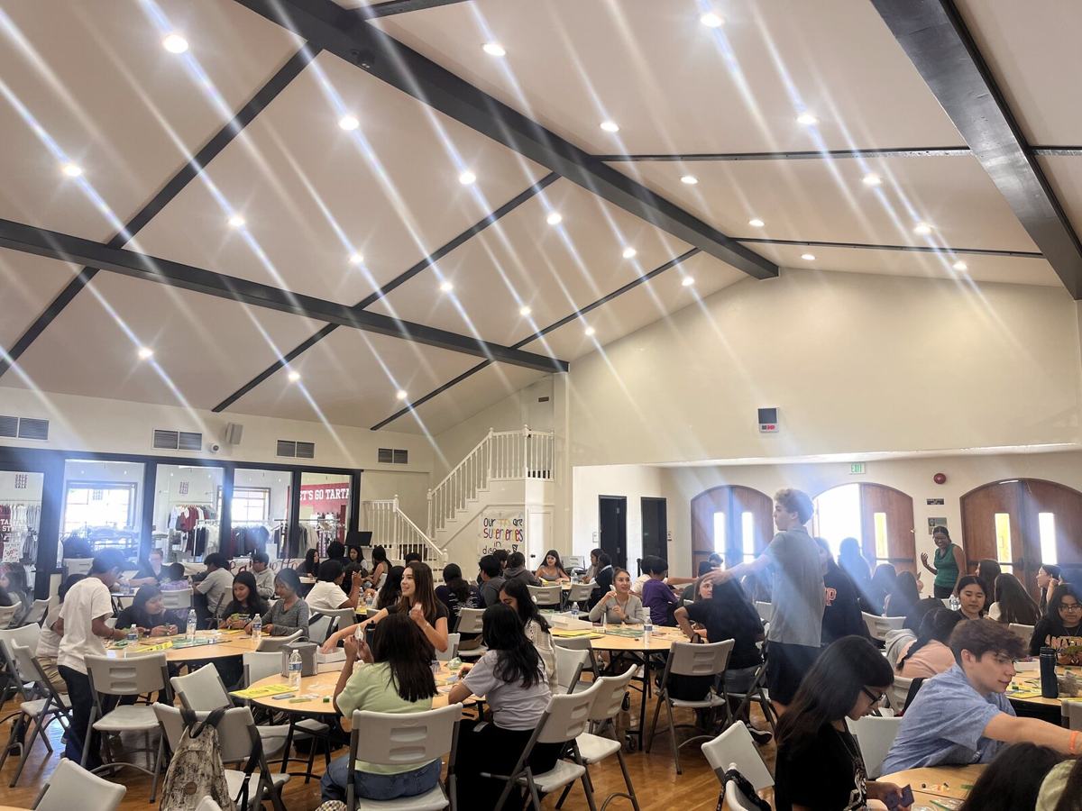 A full hall of students