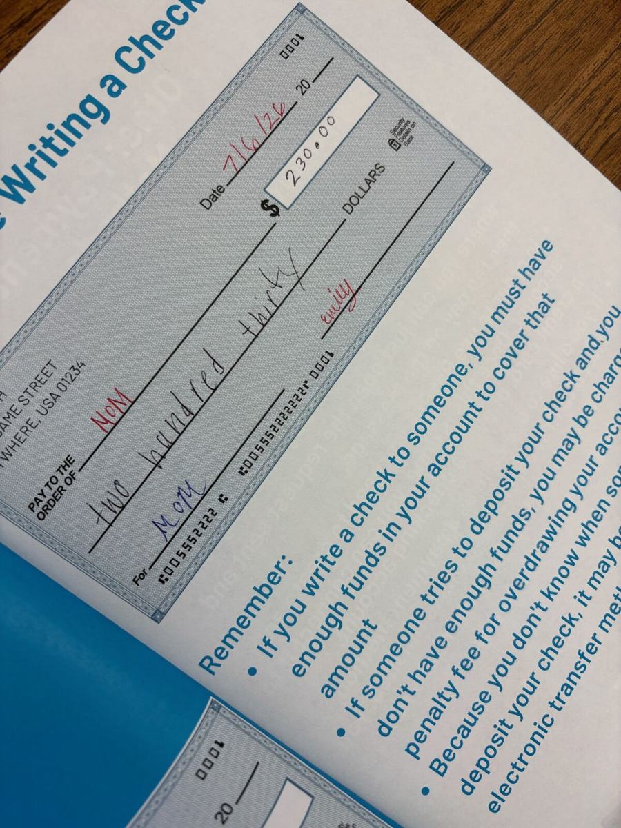 Practicing writing a check